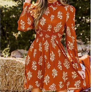 Cupshe Autumn Floral Long Sleeve Dress